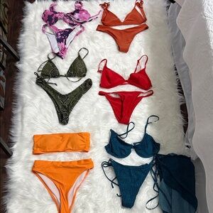 Stylish Women's Bikini Set - Red, Orange, Green, Blue